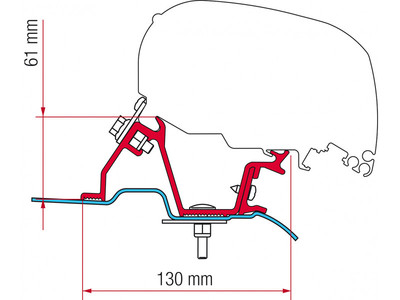 Монтажен кит за Mercedes Sprinter High Roof ≤ 2016, Mercedes VW Crafter High Roof  ≥ 2006 ≤ 2016 - за монтиране на тента Фиамма F80/ F65S.