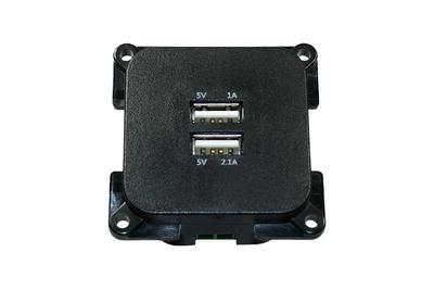 USB контакт двоен, 1х1А, 1х2.1А, черен, C-LINE 